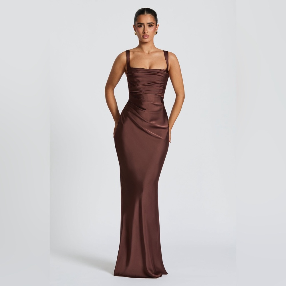 Babyboo Calanthe Maxi Corset Dress - Plum Brown **with matching scarf**